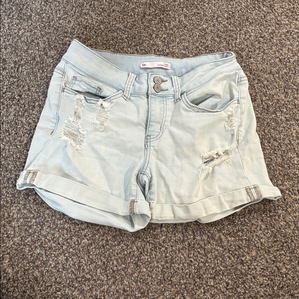 SO Light Wash Ripped Jean Shorts